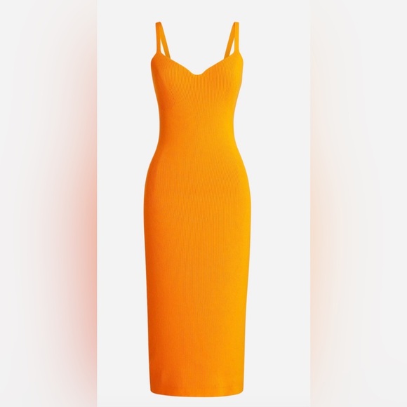 J. Crew Dresses & Skirts - J. Crew Ribbed v neck sweater dress Orange Midi Dress
